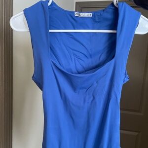 Zara blue square neck bodysuit